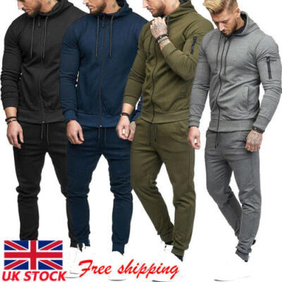 

New Mens Tracksuit Set Fleece Hoodie Top Bottoms Joggers Gym Trackies Jogging UK