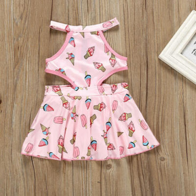 

Girls Baby Kid Ice Cream Swimwear Swimsuit Chiffon Dress Swimming Costume Bikini