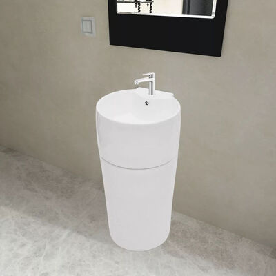 

Stand Bathroom Basin with Overflow & Faucet Hole Ceramic White