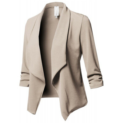 

2019 Womens Casual Stretch 34 Sleeve Open Fit Front Blazer Cardigan Jacket