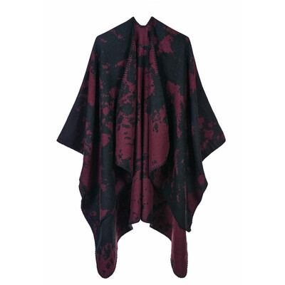

Fashion Women Winter Tie-Dyed Print Poncho Scarf Thick Warm Shawl Pashmina Vintage Casual Cloak Outerwear