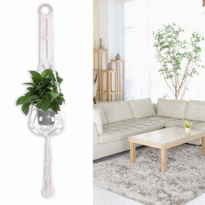 

Greensen 105cm Woven Cotton Rope Flower Plant Pot Holder Legs Hanging Rope Baskets Net Pocket