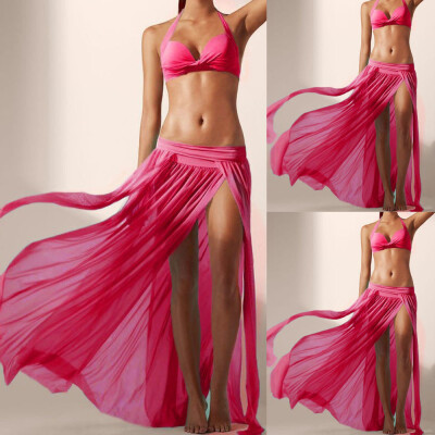 

Roseonmyhand Women Sexy Boho Chiffon High Split Long Maxi Skirt Beach Skirt