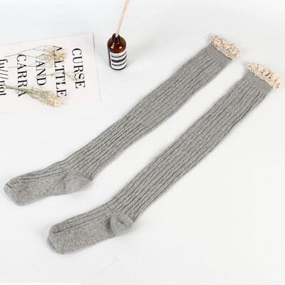 

Fashion Women Sexy Warm Cotton Thigh High Stockings Knit Over Knee Lace Girls Long Socks