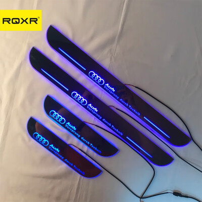 

Acrylic door sill plate strip with led decorative welcome light moving door scuff for Audi