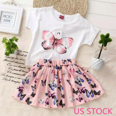 

Toddler Kid Baby Girl Summer Top T-shirtSkirt Dress Outfit Set Clothes 2pcs Set