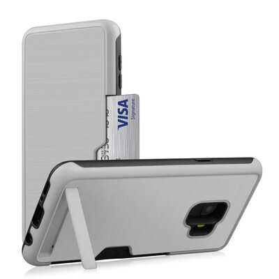 

Hybrid Bumper Case Samsung Galaxy S9 Card Holder Cover Samsung S9 SM G9608 G9608F G960N G960U G960U1 G960W G960FDS TPU Stand Case