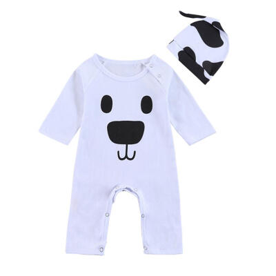 

2pcs Spring Newborn Baby Rompers Hat Toddler Cute Bear Jumpsuit Clothes Set