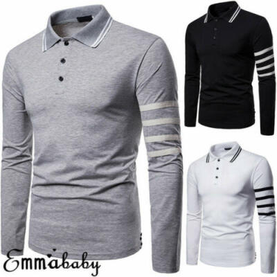 

Mens Slim Fit lapel Long Sleeve Muscle Tee T-shirt Casual Tops Henley Shirts