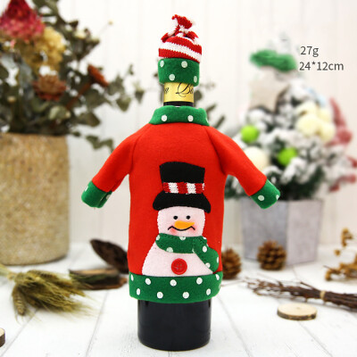 

Toponeto Santa Claus Wine Lovely Decoration With Hat Clothing Red Wine Bottle Case