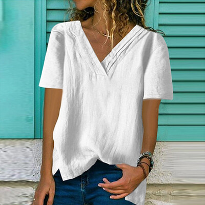 

Womens T Shirts Short Sleeve V-Neck Loose Casual Basic Tee Tops Summer T-Shirt