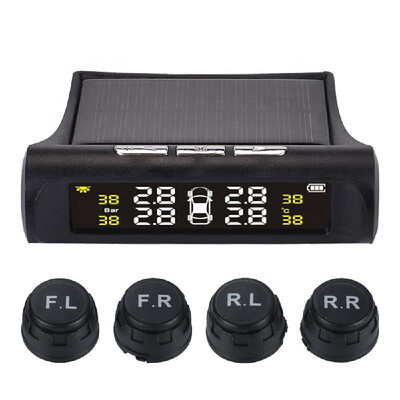 

Car TPMS Tire Pressure Digital Solar Energy Monitoring System Auto Security Tire Pressure Alarm Systems LCD Display with 4 Externa