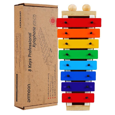 

ammoon 8 Keys Compact Size Xylophone Glockenspiel with Wooden Mallets Percussion Musical Instrument Toy Gift for Kids Children