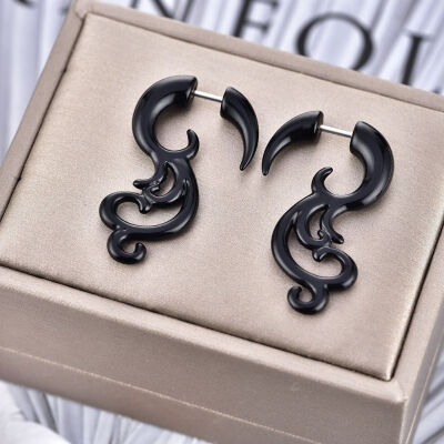 

1 Pair Fahion Black Acrylic Earring Twist Fake Ear Taper Gauges Faux Expanders Tunnel Plugs Trend Piercing Body Jewelry