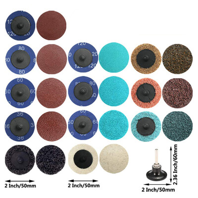 

54Pcs 2 Inch Quick Change Disc Set Roll Lock Sanding Disc With 1Pc 14 Holder
