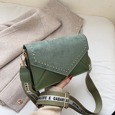 

Bag female new wild scrub single back Messenger bag fashion broadband rivet small square bag tide