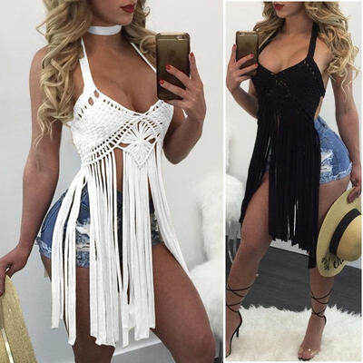 

Women Crochet Bralette Knit Bra Boho Beach Bikini Halter Cami Tank Crop Top