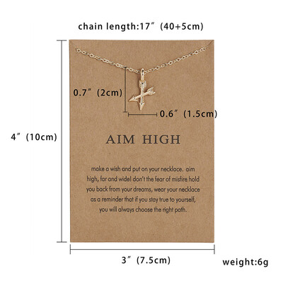

Fashion Aim High Gold-color Crossing Arrows Pendant Necklace For Women Jewelry Valentines Day Gift with Card