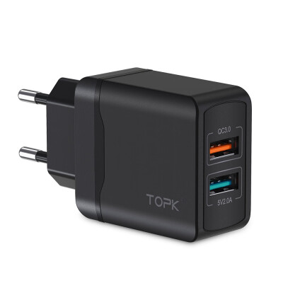 

TOPK Quick Charge 30 18W QC 30 Dual USB Charger Adapter EU Plug Travel Wall Mobile Phone Charger for iPhone Samsung Xiaomi