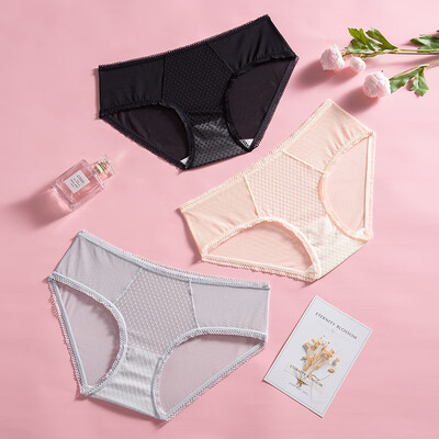 

Urban beauty underwear women 19 new low waist light breathable mesh bacteriostatic 3 strips combination underwear ZK9A21 skin gray black