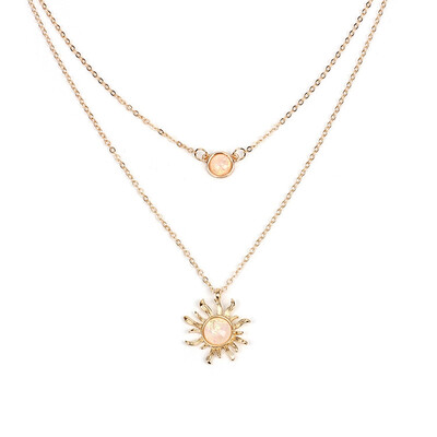 

HHYDE Sun Flower Pendant Necklace Charm Multilayer Gold Silver Elegant Necklace Jewelry For Women Girls Wedding Party Gift