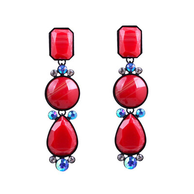 

New Mode Style Hot Sale Precious Stone Earrings For Women Trendy Vintage Geometric Statement Drop Earrings Wholesale Gift