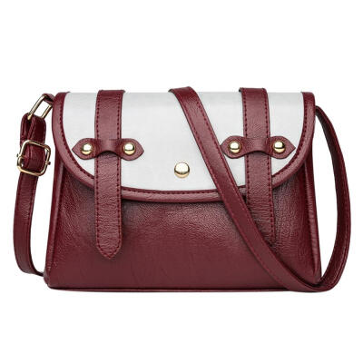 

Women PU Leather Patchwork Messenger Bags Flap Mini Purse Shoulder Handbags