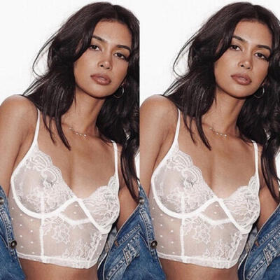 

Fashion Women See-Through Lace Bralette Bralet Bra Bustier Crop Top Tank Tops