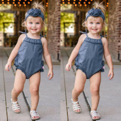 

Newborn Baby Girls Sunsuit Summer Romper Bodysuit Jumpsuit Headband Outfits Set