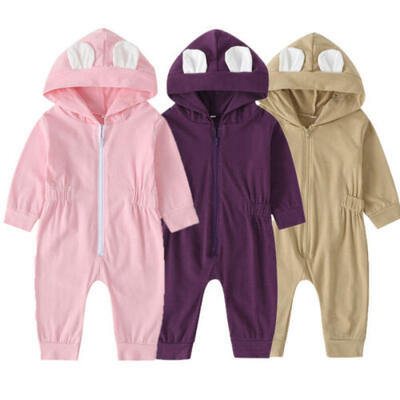 

Newborn Baby Girls Cotton Romper Hooded Bodysuit Jumpsuit Autumn Clothes Outfits
