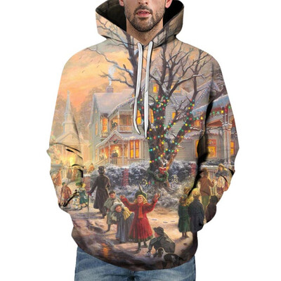 

Toponeto Mens Casual Christmas 3D Print Long Sleeve Hooded Sweater Jacket Coat