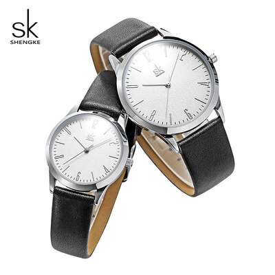 

Shengke Leather Lovers Watches SK Fashion Couple Watches Women Men Luxury Quartz Female Male Wristwatch Relogio Feminino 2019