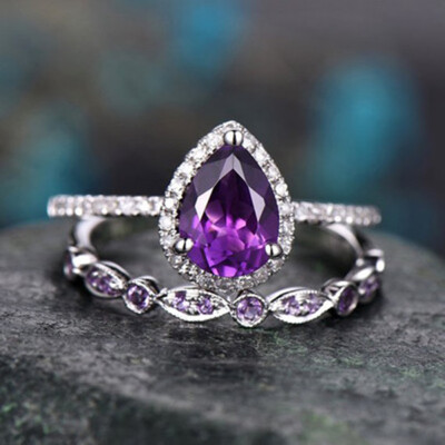 

Wedding Rings Set Natural Amethyst Sapphire Ring For Women Fashion Silver Jewelry With Gemstone Party Gift Necessaries