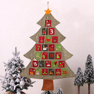 

Calendar Christmas Advent Calendar Bags Tree Shape Linen Christmas Decorations for 2020 Home New Year&Mall Holiday Adornment