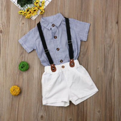 

US Kid Baby Boy Gentleman Shirt TopsShort Pants Party Formal Set Outfit Clothes