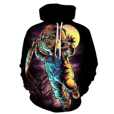 

Casual Drawstring Pullover Hoodie 3D Digital Printing Killer Girl Tops Long-Sleeved Hooded Sweatshirt