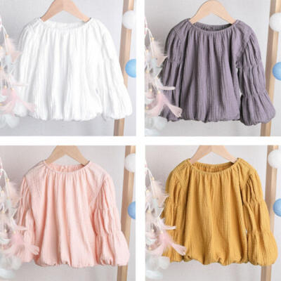 

UK Newborn Baby Girls Lantern Sleeve Tops Shirts Blouse Warm Round Neck Clothes