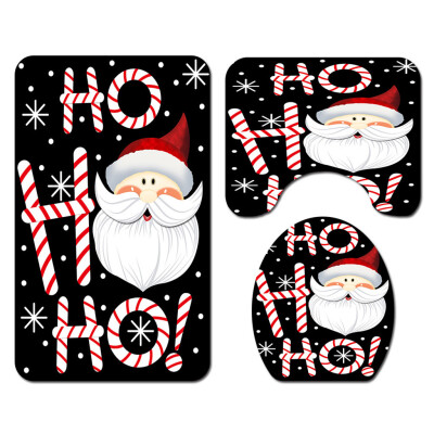 

Tailored Santa Christmas Print Toilet Bathroom Mat And Shower Curtain Four-Piece Set