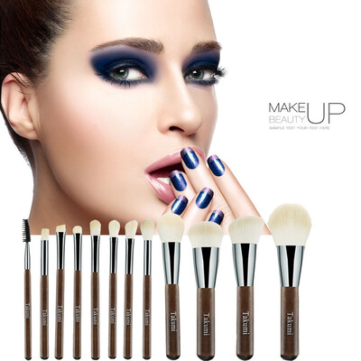 

〖Follure〗TAKUMI 12 Withered Wood Color Cosmetic Brushes Suit White Bionic Capillary Soft