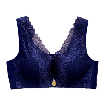 

New Arrival Thin Lace Large Size No Steel Ring Vest Type Deep V Embroidery Gathered Adjustable Bra