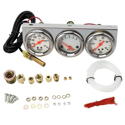

3 In 1 Universal 227 Inch Water Temp Voltage Oil Pressure Psi Gauge Complete Set