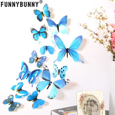 

FUNNYBUNNY 12pcs Removable 3D Butterfly Wall Stickers Decals DIY Wall art Decor Home Wall Decoration Sticker Mural
