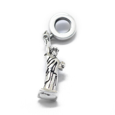 

925 Sterling Silver European Beads Large Hole Beads Statue of Liberty Antique Silver 29mm Pendant 21x7x45mm Hole 4mm