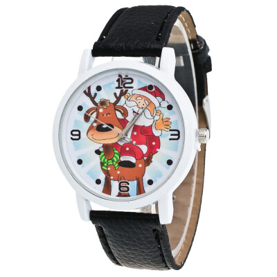 

New Christmas Ornaments Elderly Pattern Leather Band Analog Quartz Vogue Watches Xmas Decoration Navidad 2018 Envio Gratis