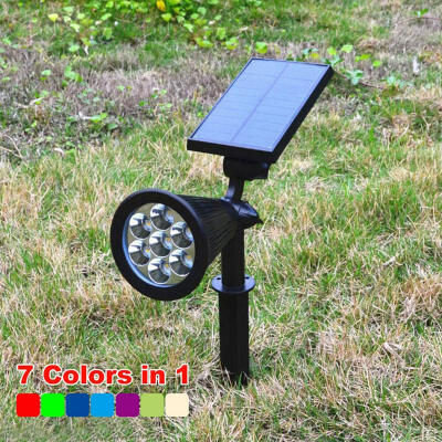 

7-LED Colorful Spotlight Outdoor Waterproof Solar Panel Power Adjustable Flood Light Garden Yard Lawn Wall Lamp