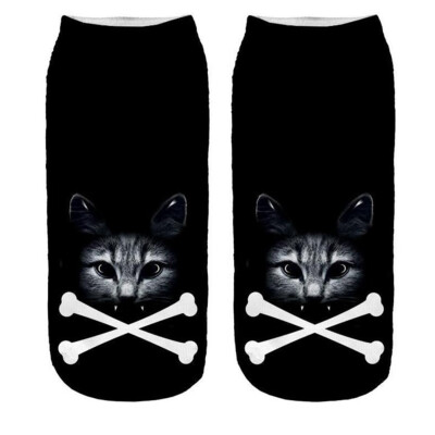 

1Pair 3D Socks Funny Low Cut Ankle Socks Unisex Adult Elastic Sock Cute Animal Cat Print Socks