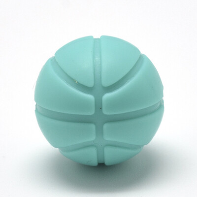 

Food Grade Environmental Silicone Beads Chewing Beads For Teethers DIY Nursing Necklaces Making Basketball Cyan 15mm Hole 2