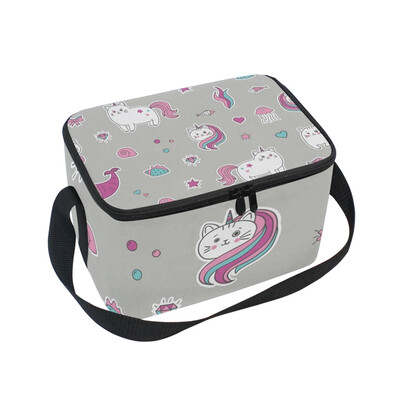 

ALAZA Lunch Box Insulated Cat Unicorn Mermaid Lunch Bag Large Cooler Tote Bag for Men Women