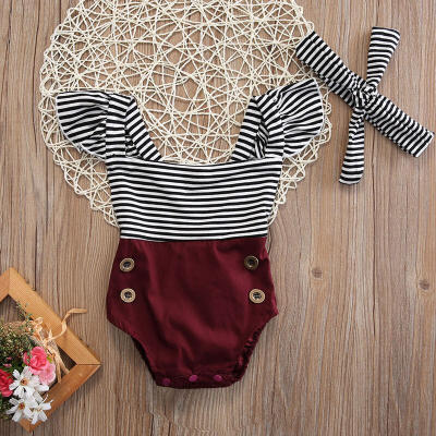 

Newborn Toddler Baby Girls Clothes Romper BodysuitHeadband Sunsuit Outfits Set