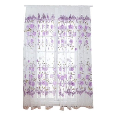 

Offset Large Peony Flower Printed Curtain Screen Multicolor Lace Fabric Curtain